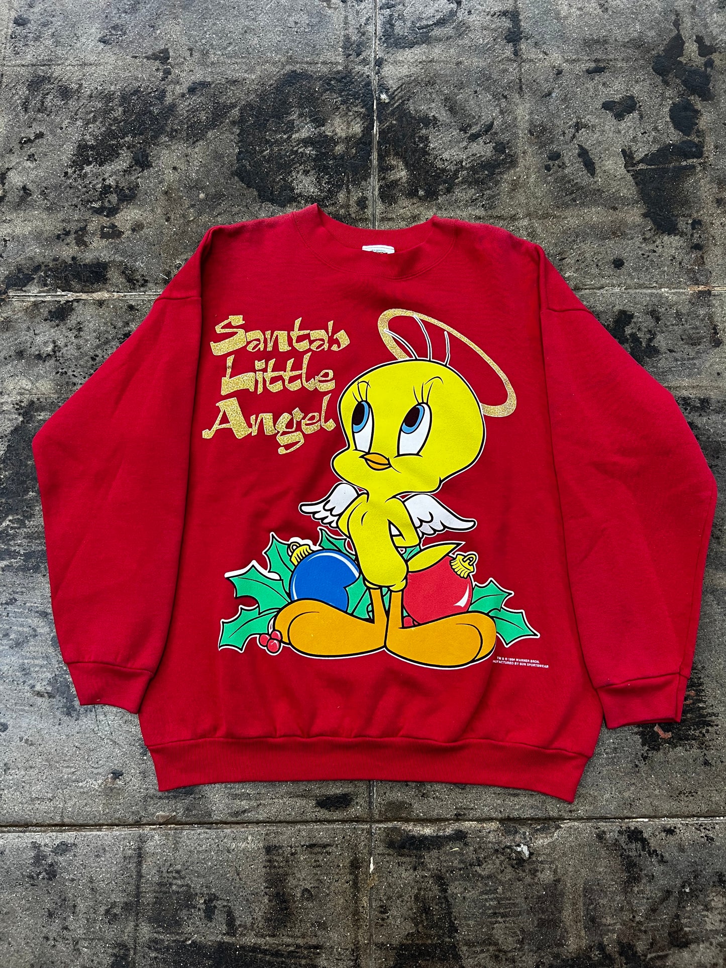 SANTAS LITTLE ANGEL TWEETY BIRD CREWNECK